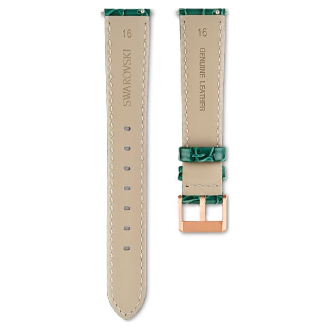 Bracelet de montre de 16 mm (0,63″) de largeur, en cuir avec surpiqûres, vert Bracelet de montre de 16 mm (0,63″) de largeur, en cuir avec surpiqûres, vert
