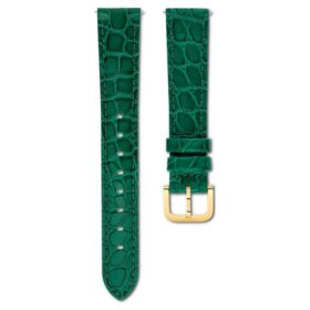 Bracelet de montre de 16 mm (0,63&Prime;) de largeur, en cuir avec surpiqûres, vert, finition dorée