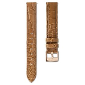 Bracelet de montre de 17 mm (0,67&Prime;) de largeur, en cuir avec surpiqûres, marron, finition dorée rose