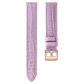 Bracelet de montre de 17 mm (0,67&Prime;) de largeur, en cuir avec surpiqûres, violet, finition dorée rose