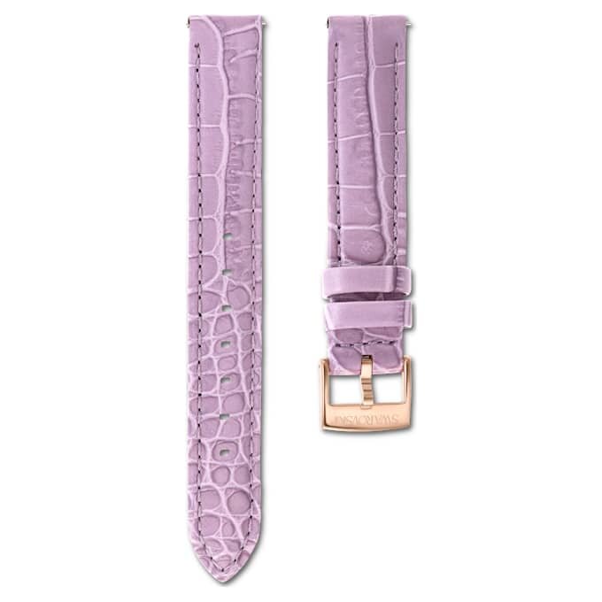 Bracelet de montre de 17 mm (0,67″) de largeur, en cuir avec surpiqûres, violet, finition dorée rose Bracelet de montre de 17 mm (0,67″) de largeur, en cuir avec surpiqûres, violet, finition dorée rose