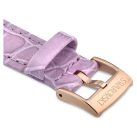 Bracelet de montre de 17 mm (0,67&Prime;) de largeur, en cuir avec surpiqûres, violet, finition dorée rose