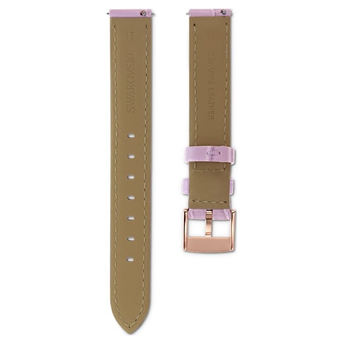 Bracelet de montre de 17 mm (0,67″) de largeur, en cuir avec surpiqûres, violet, finition dorée rose Bracelet de montre de 17 mm (0,67″) de largeur, en cuir avec surpiqûres, violet, finition dorée rose