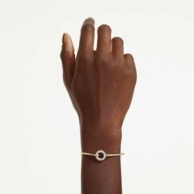 Bracelet Dextera à coupe ronde, blanc, plaqué or