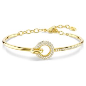 Bracelet Dextera à coupe ronde, blanc, plaqué or