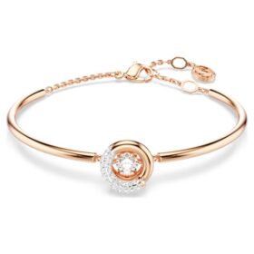 Bracelet Dextera à coupe ronde, blanc, plaqué or rose
