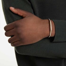 Bracelet Dextera de forme octogonale, taille ronde, blanc, plaqué or
