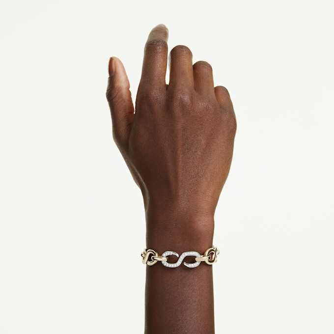 Bracelet Dextera à maillons ronds, barre en T, blanc, finition métaux mélangés Bracelet Dextera à maillons ronds, barre en T, blanc, finition métaux mélangés
