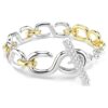 Bracelet Dextera à maillons ronds, barre en T, blanc, finition métaux mélangés Bracelet Dextera à maillons ronds, barre en T, blanc, finition métaux mélangés