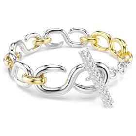 Bracelet Dextera à maillons ronds, barre en T, blanc, finition métaux mélangés