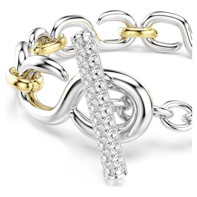 Bracelet Dextera à maillons ronds, barre en T, blanc, finition métaux mélangés Bracelet Dextera à maillons ronds, barre en T, blanc, finition métaux mélangés