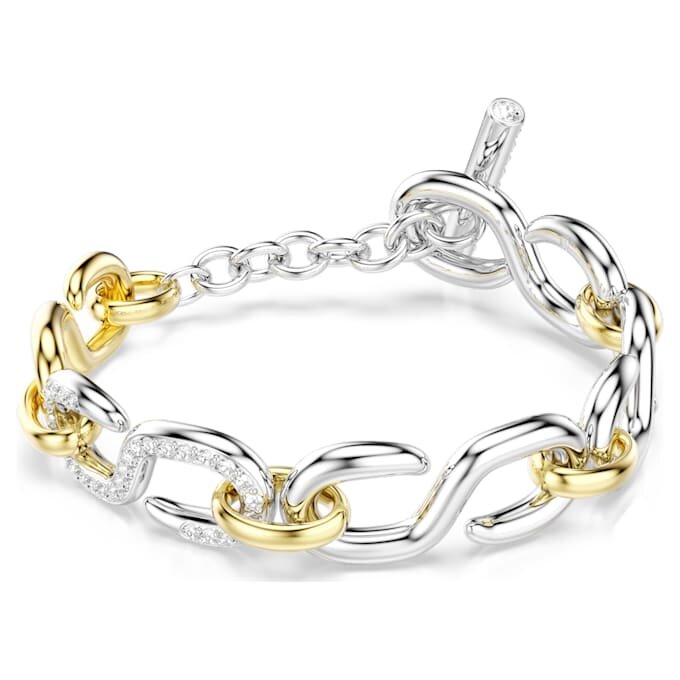 Bracelet Dextera à maillons ronds, barre en T, blanc, finition métaux mélangés Bracelet Dextera à maillons ronds, barre en T, blanc, finition métaux mélangés