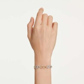 Bracelet Dextera à maillons ronds, blanc, finition métaux mélangés