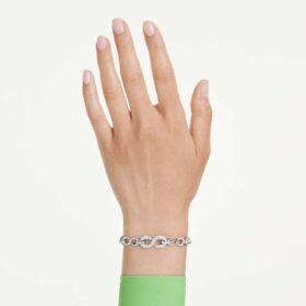Bracelet Dextera à maillons ronds, blanc, plaqué rhodium