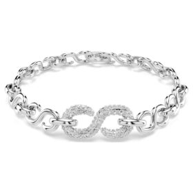 Bracelet Dextera à maillons ronds, blanc, plaqué rhodium
