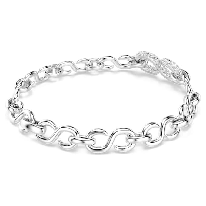 Bracelet Dextera à maillons ronds, blanc, plaqué rhodium Bracelet Dextera à maillons ronds, blanc, plaqué rhodium