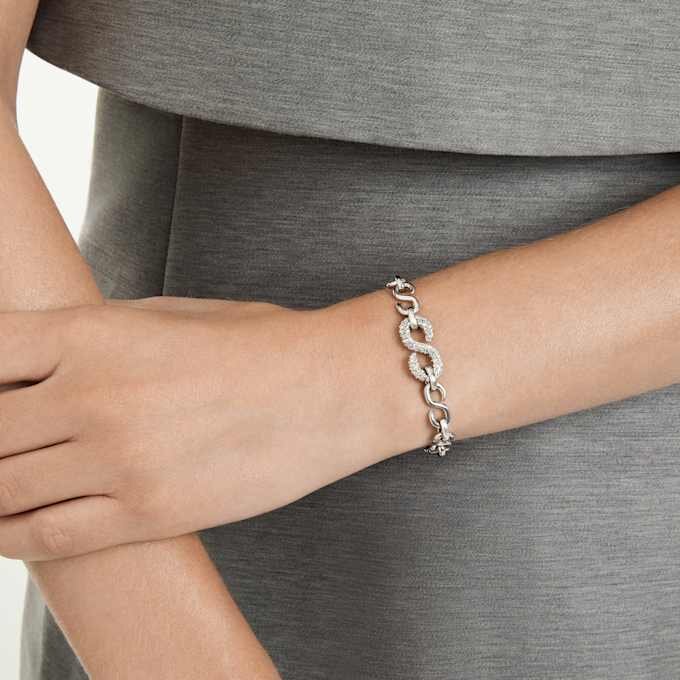 Bracelet Dextera à maillons ronds, blanc, plaqué rhodium Bracelet Dextera à maillons ronds, blanc, plaqué rhodium