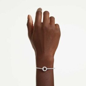 Bracelet Dextera à taille ronde, blanc, plaqué rhodium