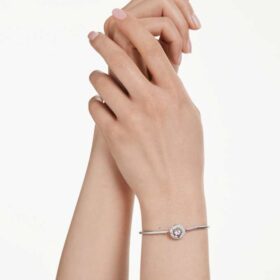 Bracelet Dextera à taille ronde, blanc, plaqué rhodium