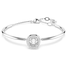 Bracelet Dextera à taille ronde, blanc, plaqué rhodium