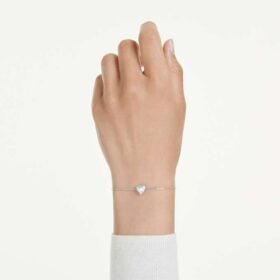 Bracelet Eternity avec diamants synthétiques 0,5 ct au total, en forme de cœur, argent sterling