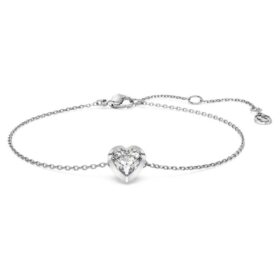 Bracelet Eternity avec diamants synthétiques 0,5 ct au total, en forme de cœur, argent sterling
