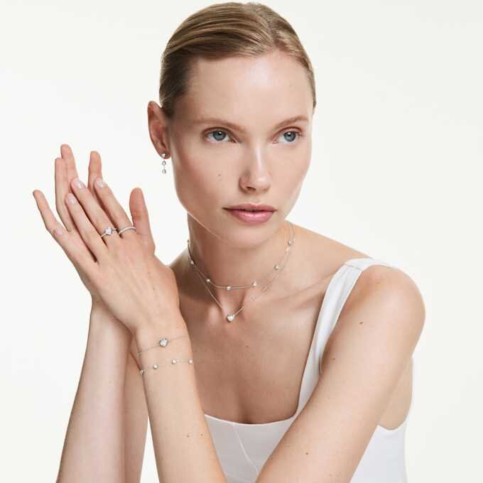 Bracelet Eternity avec diamants synthétiques 0,5 ct au total, en forme de cœur, argent sterling Bracelet Eternity avec diamants synthétiques 0,5 ct au total, en forme de cœur, argent sterling