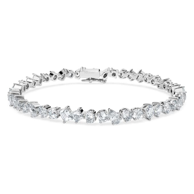 Bracelet « Galaxy Tennis » avec diamants synthétiques, 5 carats au total, formes variées, or blanc 14 carats Bracelet « Galaxy Tennis » avec diamants synthétiques, 5 carats au total, formes variées, or blanc 14 carats