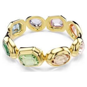 Bracelet Gema à cristaux surdimensionnés, tailles variées, multicolores, plaqué or