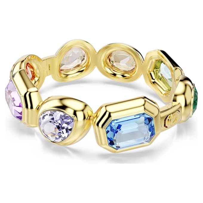 Bracelet Gema à cristaux surdimensionnés, tailles variées, multicolores, plaqué or Bracelet Gema à cristaux surdimensionnés, tailles variées, multicolores, plaqué or