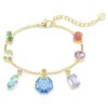 Bracelet Gema : tailles variées, cristaux pendants, multicolore, plaqué or Bracelet Gema : tailles variées, cristaux pendants, multicolore, plaqué or
