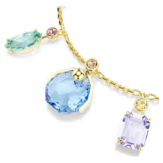 Bracelet Gema : tailles variées, cristaux pendants, multicolore, plaqué or Bracelet Gema : tailles variées, cristaux pendants, multicolore, plaqué or