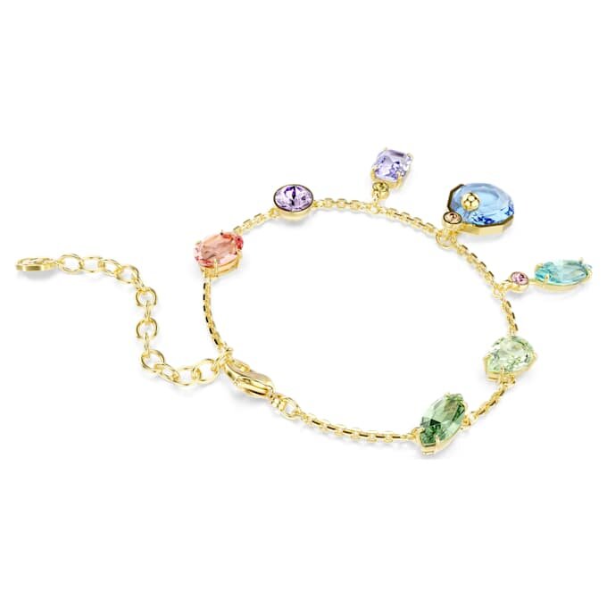 Bracelet Gema : tailles variées, cristaux pendants, multicolore, plaqué or Bracelet Gema : tailles variées, cristaux pendants, multicolore, plaqué or