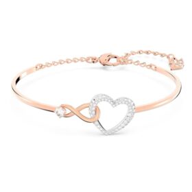 Bracelet Hyperbola « Infinity and Heart », blanc, finition métaux mélangés