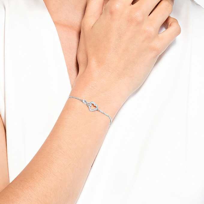 Bracelet Hyperbola « Infinity and Heart », blanc, plaqué rhodium Bracelet Hyperbola « Infinity and Heart », blanc, plaqué rhodium