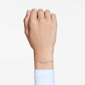 Bracelet Hyperbola Infinity, blanc, plaqué rhodium