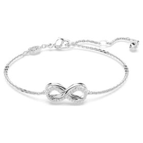 Bracelet Hyperbola Infinity, blanc, plaqué rhodium