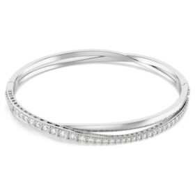 Bracelet Hyperbola à taille ronde, blanc, plaqué rhodium