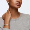 Bracelet Hyperbola à taille ronde, blanc, plaqué rhodium