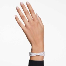Bracelet Hyperbola à tailles variées, Infinity, Blanc, plaqué rhodium