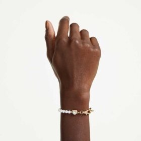 Bracelet Idyllia « Crystal Pearl », blanc, plaqué or