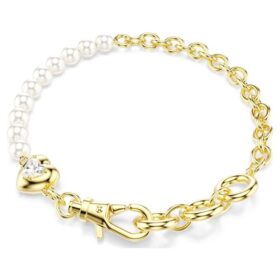 Bracelet Idyllia « Crystal Pearl », blanc, plaqué or