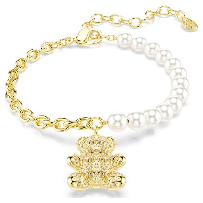 Bracelet Idyllia Crystal Pearl, taille ronde, ours en peluche, doré, plaqué or Bracelet Idyllia Crystal Pearl, taille ronde, ours en peluche, doré, plaqué or