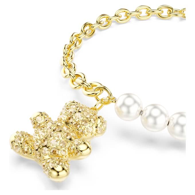 Bracelet Idyllia Crystal Pearl, taille ronde, ours en peluche, doré, plaqué or Bracelet Idyllia Crystal Pearl, taille ronde, ours en peluche, doré, plaqué or