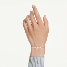Bracelet Idyllia, tailles variées, cœur avec flèche, blanc, plaqué or Bracelet Idyllia, tailles variées, cœur avec flèche, blanc, plaqué or