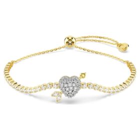 Bracelet Idyllia, tailles variées, cœur avec flèche, blanc, plaqué or Bracelet Idyllia, tailles variées, cœur avec flèche, blanc, plaqué or