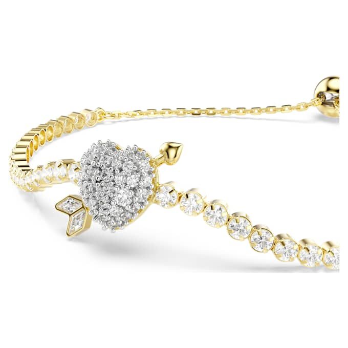 Bracelet Idyllia, tailles variées, cœur avec flèche, blanc, plaqué or Bracelet Idyllia, tailles variées, cœur avec flèche, blanc, plaqué or