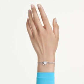 Bracelet Idyllia, tailles variées, cœur et flèche, blanc, plaqué rhodium