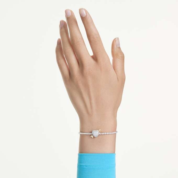 Bracelet Idyllia, tailles variées, cœur et flèche, blanc, plaqué rhodium Bracelet Idyllia, tailles variées, cœur et flèche, blanc, plaqué rhodium