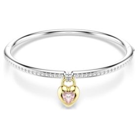 Bracelet Idyllia, tailles variées, cœur, rose, finition métaux mélangés